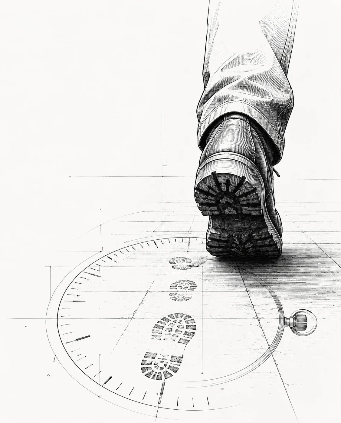 Footprint vignette — engineered time on the floor